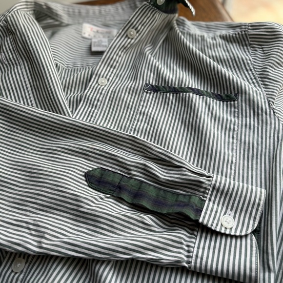 Talbots Green/ White Pin Stripe Button Down Long Sleeve Dress Shirt, Petite - Picture 1 of 8